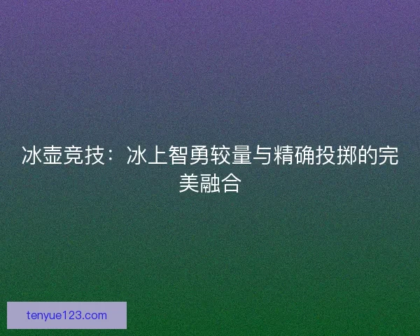 冰壶竞技：冰上智勇较量与精确投掷的完美融合