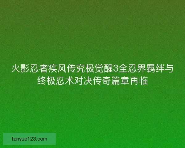 火影忍者疾风传究极觉醒3全忍界羁绊与终极忍术对决传奇篇章再临